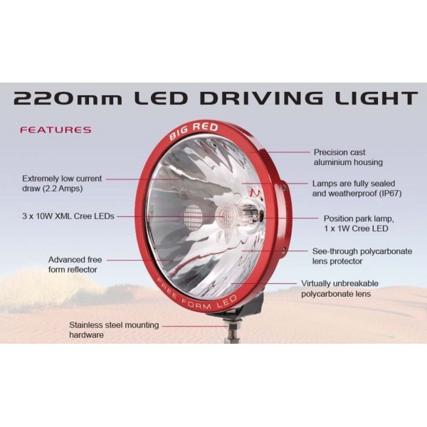 Big Red 220mm LED High Quality Driving Light